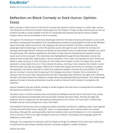 Reflection on Black Comedy or Dark Humor: Opinion Essay