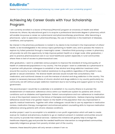Achieving My Career Goals with Your Scholarship Program