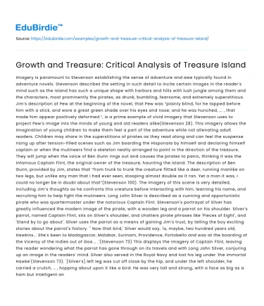 Growth and Treasure: Critical Analysis of Treasure Island