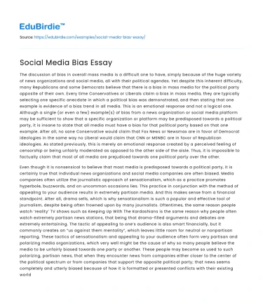 Social Media Bias Essay