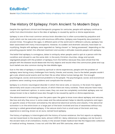 The History Of Epilepsy: From Ancient To Modern Days