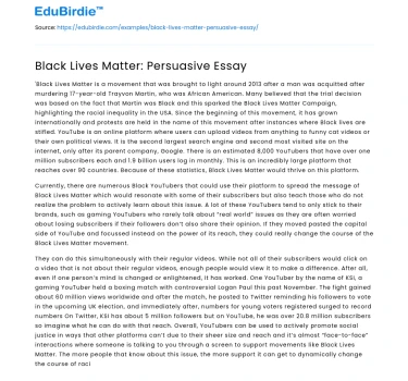Black Lives Matter: Persuasive Essay