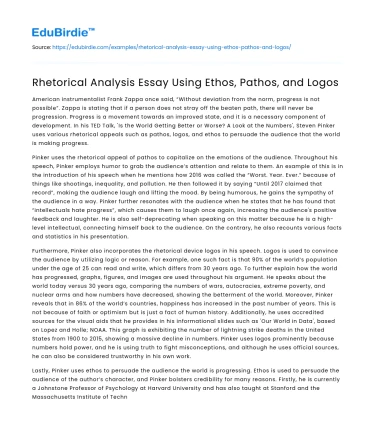 Rhetorical Analysis Essay Using Ethos, Pathos, and Logos