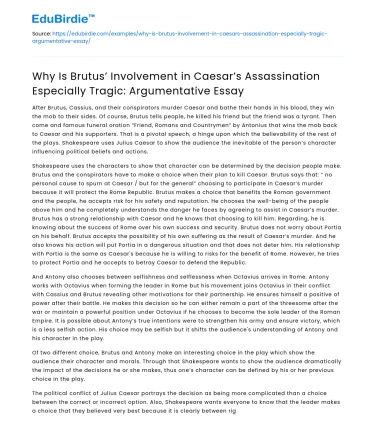 The Tragedy of Brutus in Caesar’s Fall