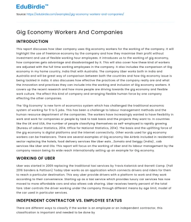 Gig Economy Workers And Companies