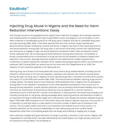 Drug abuse in Nigeria: Need for Harm Reduction Interventions