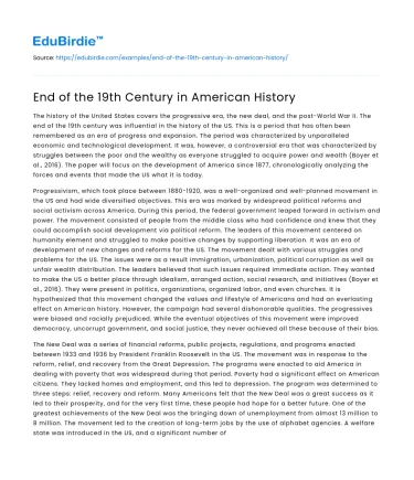 End of the 19th Century in American History