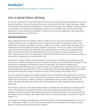 Into A Serial Killer’s Writing