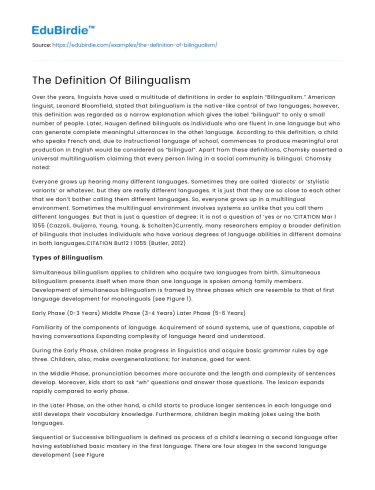 The Definition Of Bilingualism