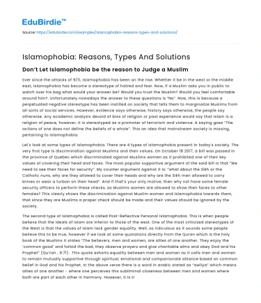 Islamophobia: Reasons, Types And Solutions