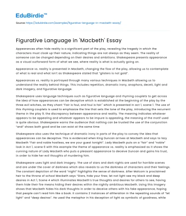 Figurative Language in ‘Macbeth’ Essay