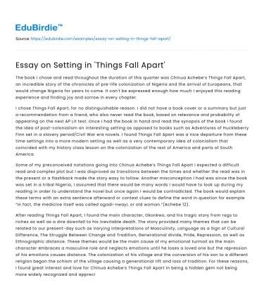 Essay on Setting in ‘Things Fall Apart’