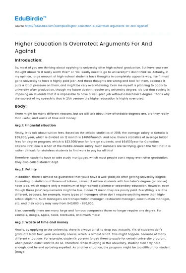 Higher Education Is Overrated: Arguments For And Against