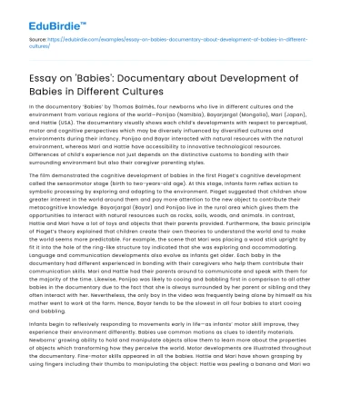 Babies’ Documentary: Development in Different Cultures