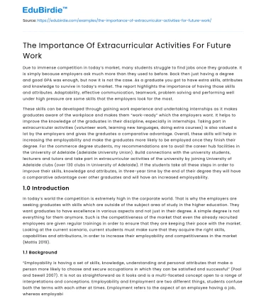 The Importance Of Extracurricular Activities For Future Work