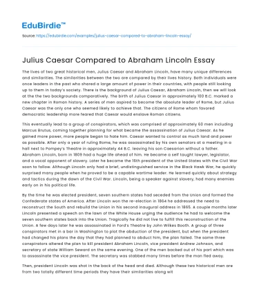 Julius Caesar Compared to Abraham Lincoln Essay