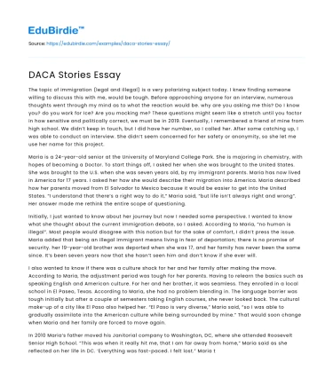 DACA Stories Essay