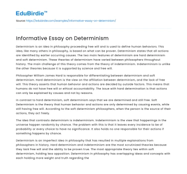 Informative Essay on Determinism