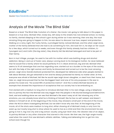 Analysis of the Movie ‘The Blind Side’