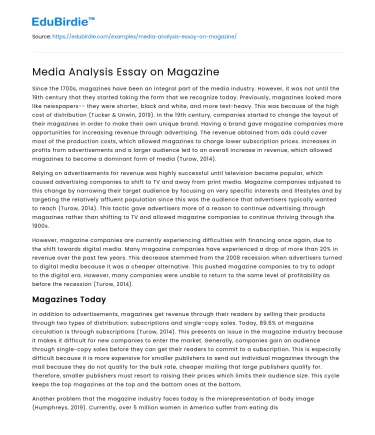 Media Analysis Essay on Magazine