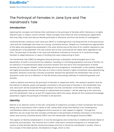 The Portrayal of Females in Jane Eyre and The Handmaid’s Tale