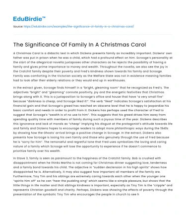 The Significance Of Family In A Christmas Carol
