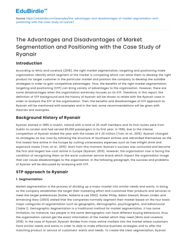 Ryanair Case Study: Market Segmentation, Targeting and Positioning