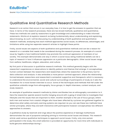Qualitative And Quantitative Research Methods