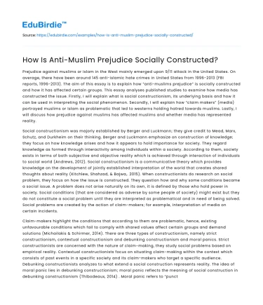 How Is Anti-Muslim Prejudice Socially Constructed?