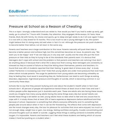 Academic Pressure and Cheating in Schools