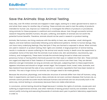 Save the Animals: Stop Animal Testing