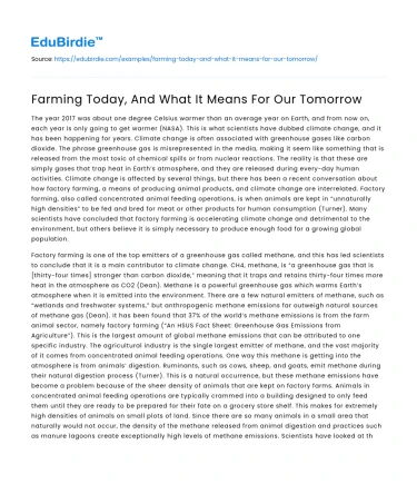 Farming Today, And What It Means For Our Tomorrow