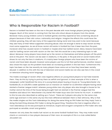 Who Is Responsible For Racism In Football?