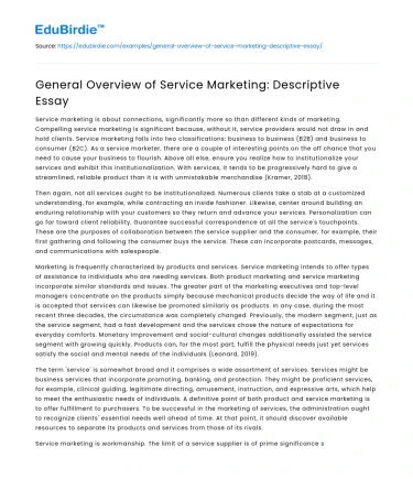 General Overview of Service Marketing: Descriptive Essay