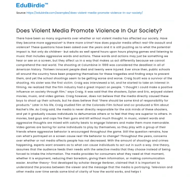 Does Violent Media Promote Violence In Our Society?