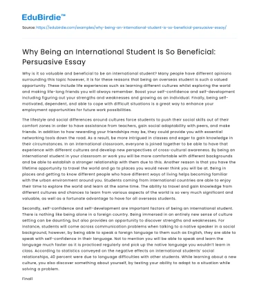 Why Being an International Student Is So Beneficial: Persuasive Essay