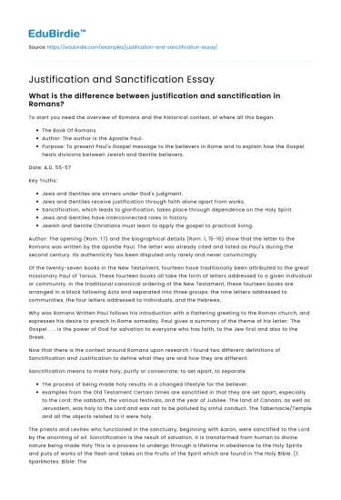 The Interplay of Justification and Sanctification