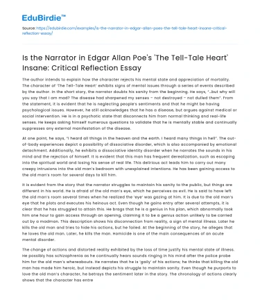 Is the Narrator in ‘The Tell-Tale Heart’ Insane? A critical reflection