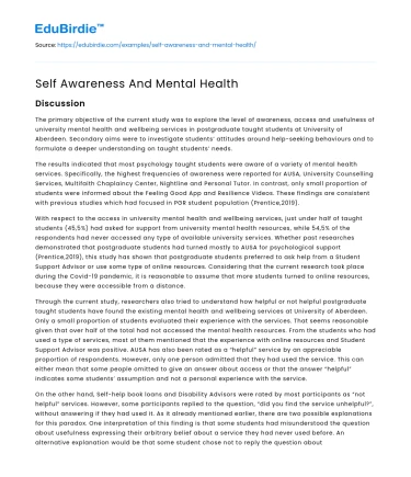 Self Awareness And Mental Health