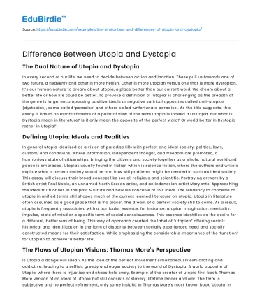 Difference Between Utopia and Dystopia