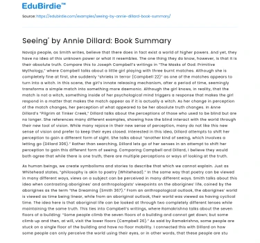 Seeing’ by Annie Dillard: Book Summary