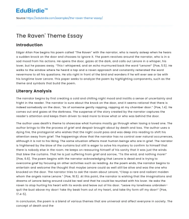 The Raven’ Theme Essay