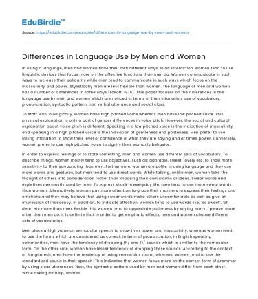 Differences in Language Use by Men and Women