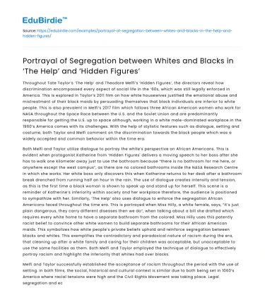 Racial Segregation in ‘The Help’ and ‘Hidden Figures’