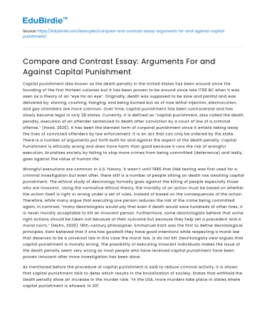 Arguments For and Against Capital Punishment