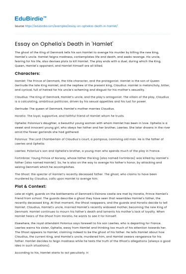 Essay on Ophelia’s Death in ‘Hamlet’