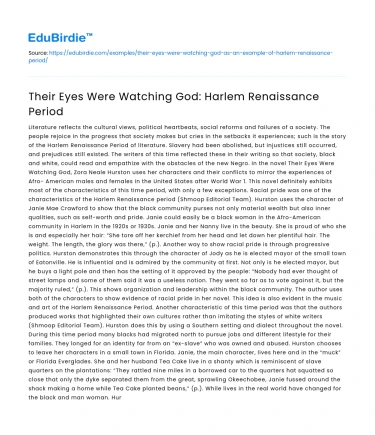 Their Eyes Were Watching God: Harlem Renaissance Period
