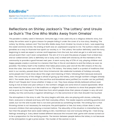 Comparing ‘The Lottery’ and ‘The One Who Walks Away from Omelas’