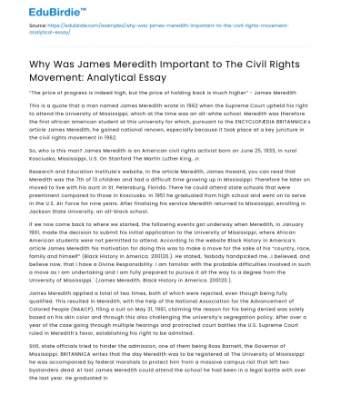 Importance of James Meredith in Civil Rights: Analysis