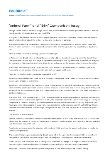 “Animal Farm” and “1984” Comparison Essay